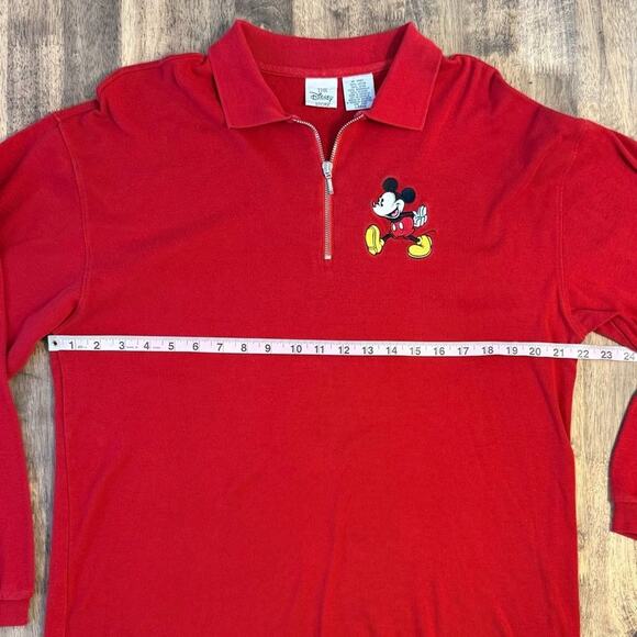 Disney Store Men’s Embroidered Mickey Mouse 1/4 Zip Long Sleeve Polo Red Men’s L - Picture 5 of 7